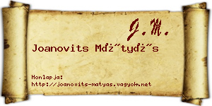 Joanovits Mátyás névjegykártya